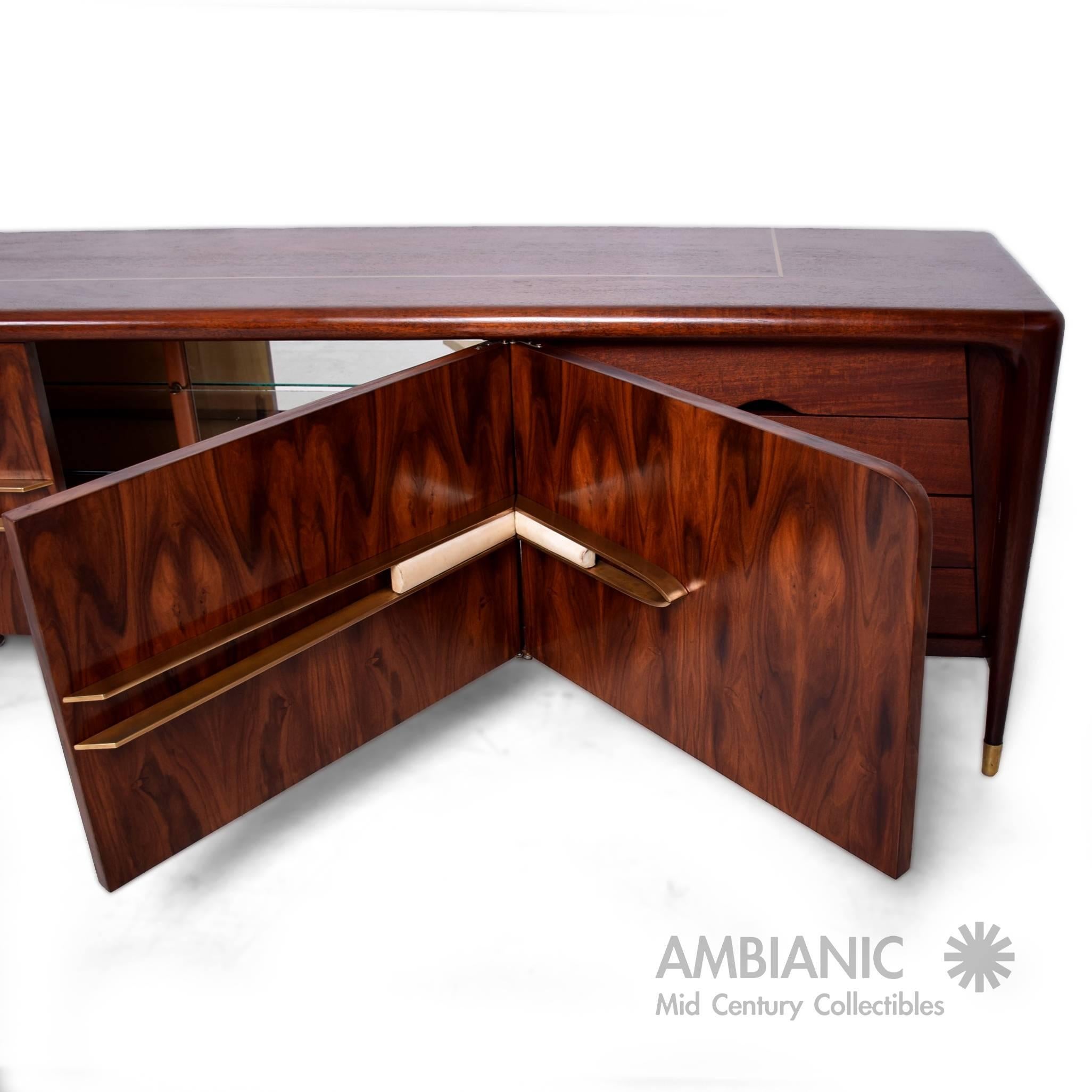 Mexican Long Rosewood Credenza by Frank Kyle 