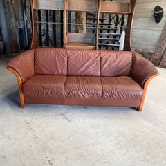Ekornes Stressless Manhattan 3-Sitzer-Ledersofa, Cognac, Birke, skandinavisch