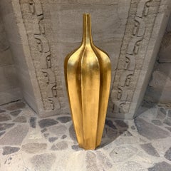 Oversize Accolade Gold Leaf Floor Vase Fiberglass Resin Modern