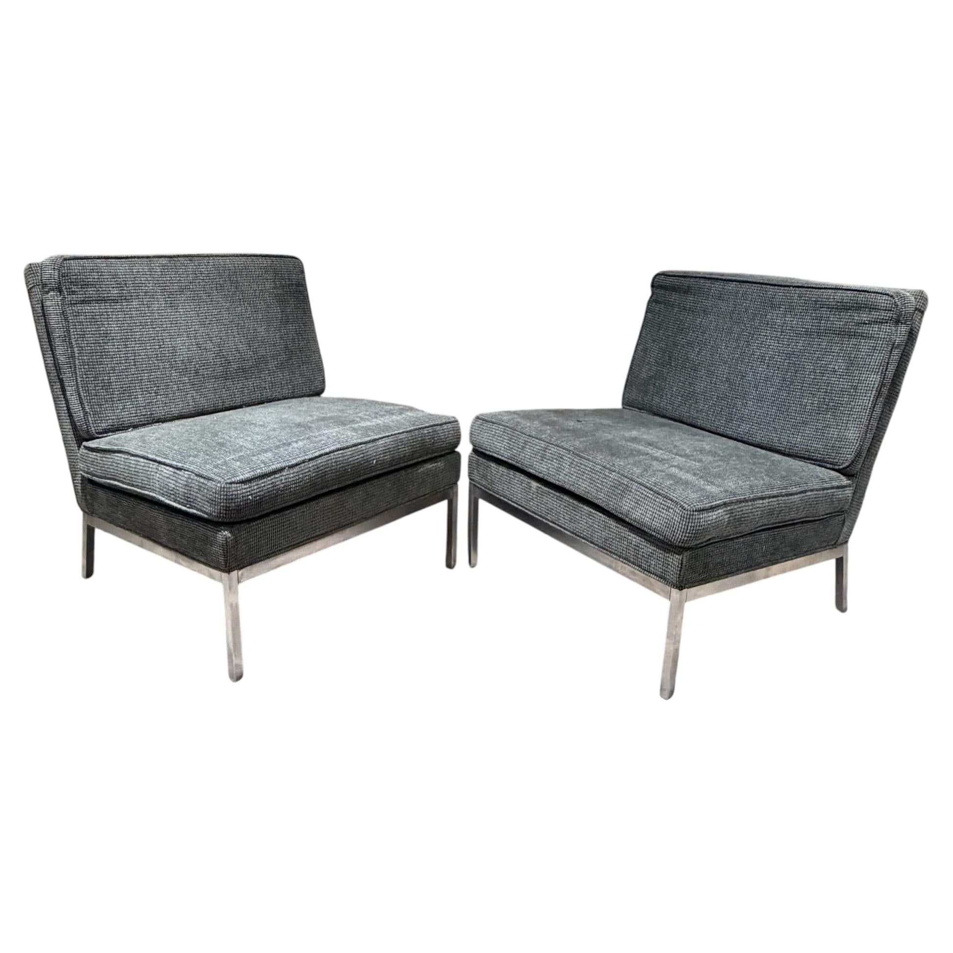 Florence Knoll Model 65 Mid-Century Modern Armless Slipper Lounge Chairs For Sale