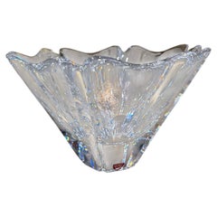Vintage Orrefors Orion Clear Crystal Art Glass Bowl Lars Hellsten Sweden