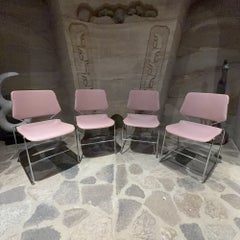 Vintage Set of (4) Matrix Stacking Chairs Designed Thomas Tolleson for Krueger