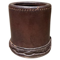 Vintage Brown Leather Dice Cup After Paul Dupré-Lafon