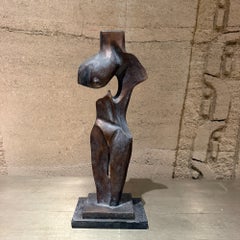 Abstract Modern Faux Bronze Composite Sculpture Stylized Female Figure