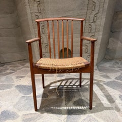 Attr Arne Vodder Solid Wood Frame Curved Spindle Backrest Woven Paper Cord