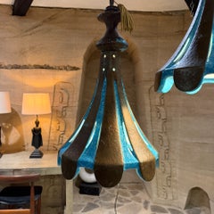 Italian Striped Ceramic Pendant Chandeliers Rimini Blue Bitossi Era