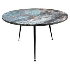 Attributed to Ico Parisi Italian Coffee Table Mid Century Modern Green Stone
