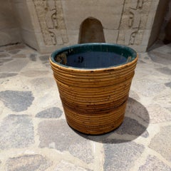 Vintage Pencil Reed Planter or Waste Basket Rattan Cache Pot
