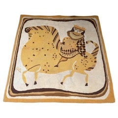 Arazzo equestre vintage in lana lavorato a mano da Evelyn Ackerman per Era Industries