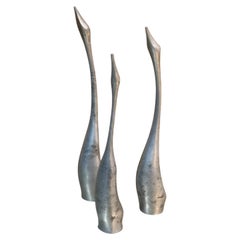 Vtg Modernist Aluminum Bird Figurines Set of (3) Alcan Hoselton Canada Sculpture