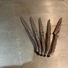 Steakmesser im Laguiole-Stil von Sabatier France, aus verchromtem, poliertem Stahl