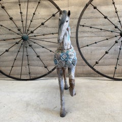 Continental Decorative Carousel Horse Hand Carved Circa 1900 55" Tall