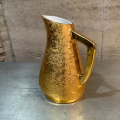 Vintage Mid-Century Modern 22k Weeping Bright Gold Ceramic Pitcher Le Mieux