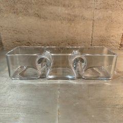 Krosno, Polonia. Fuente para guarniciones de cristal transparente dividida en tres partes, de cristal artístico soplado a mano de gran grosor