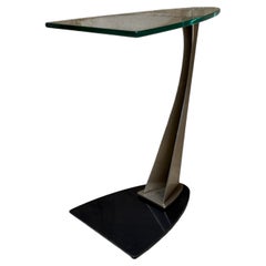 Mesita auxiliar moderna «Fcantilever» con tablero de cristal templado transparente