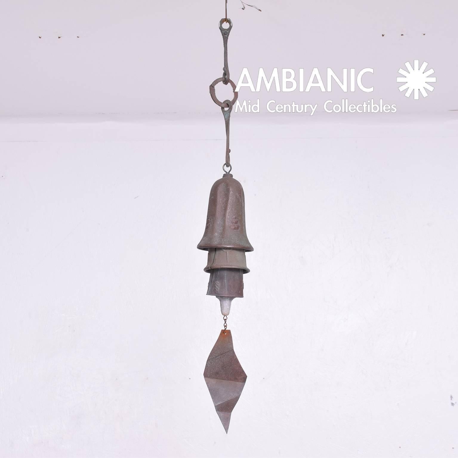American Mid-Century Modern Cast Bronze Bell Wind Chime after Soleri