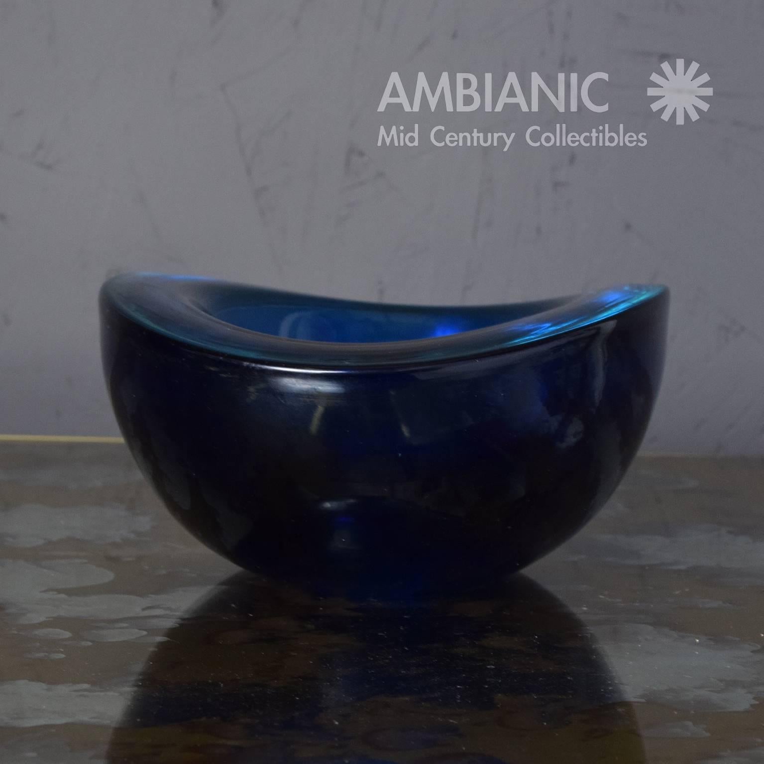 Italian Cobalt Blue Murano Dish Mid-Century Modern