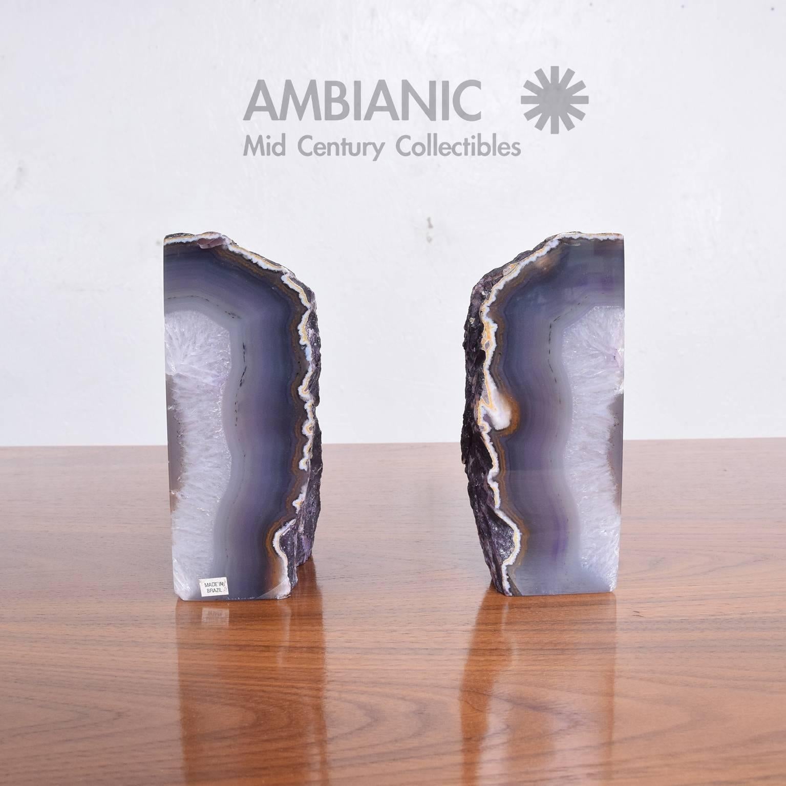 Pair of Amethyst Bookends Made in Brazil, Modern 2
