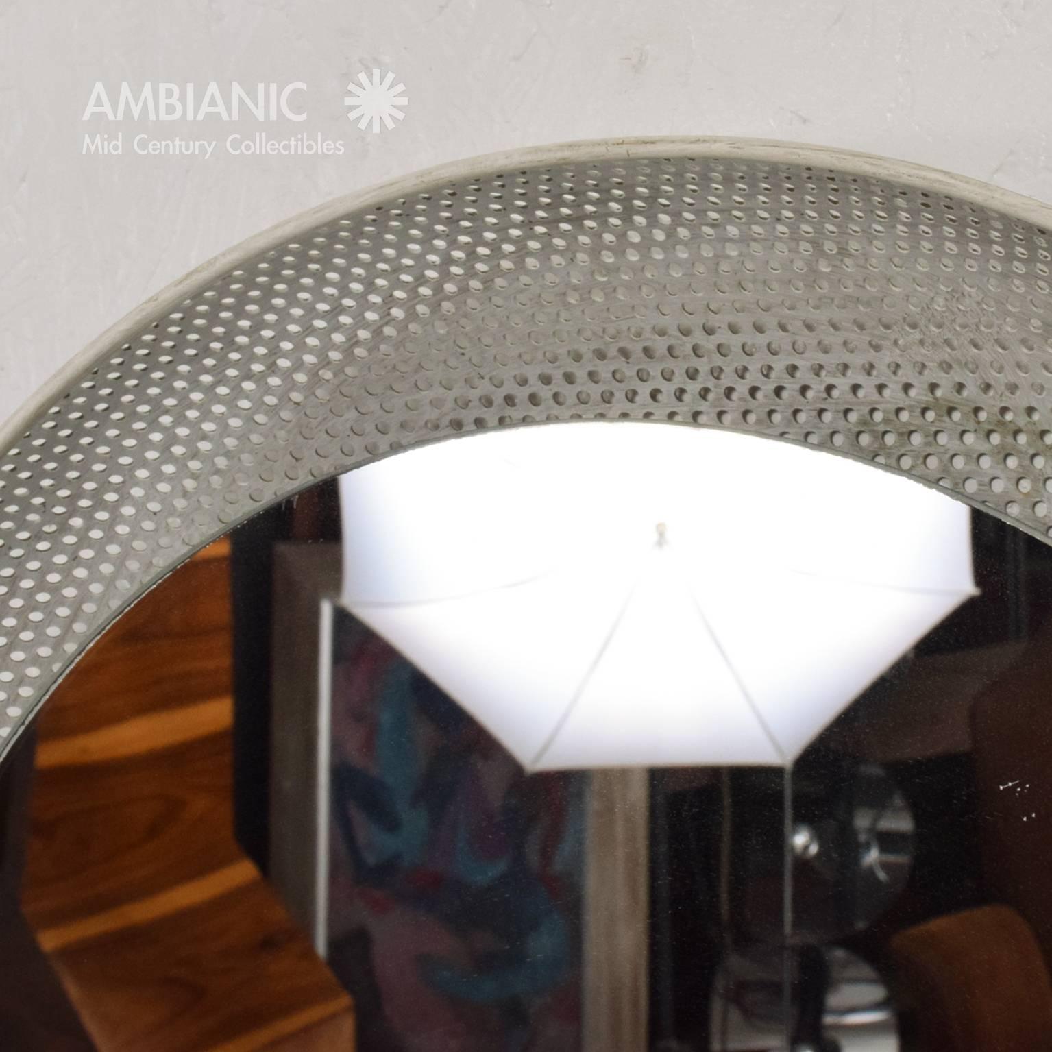 Wall Light Mirror, Mategot Artimeta, French Perforate Metal In Excellent Condition In Chula Vista, CA