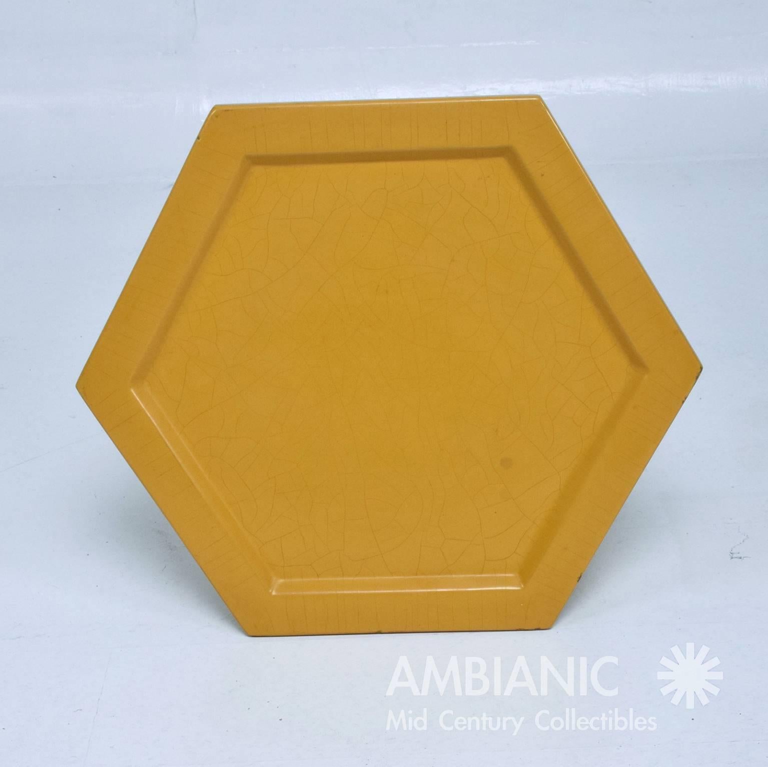 American Occasional Side Hexagon Table in Yellow Lacquer Finish