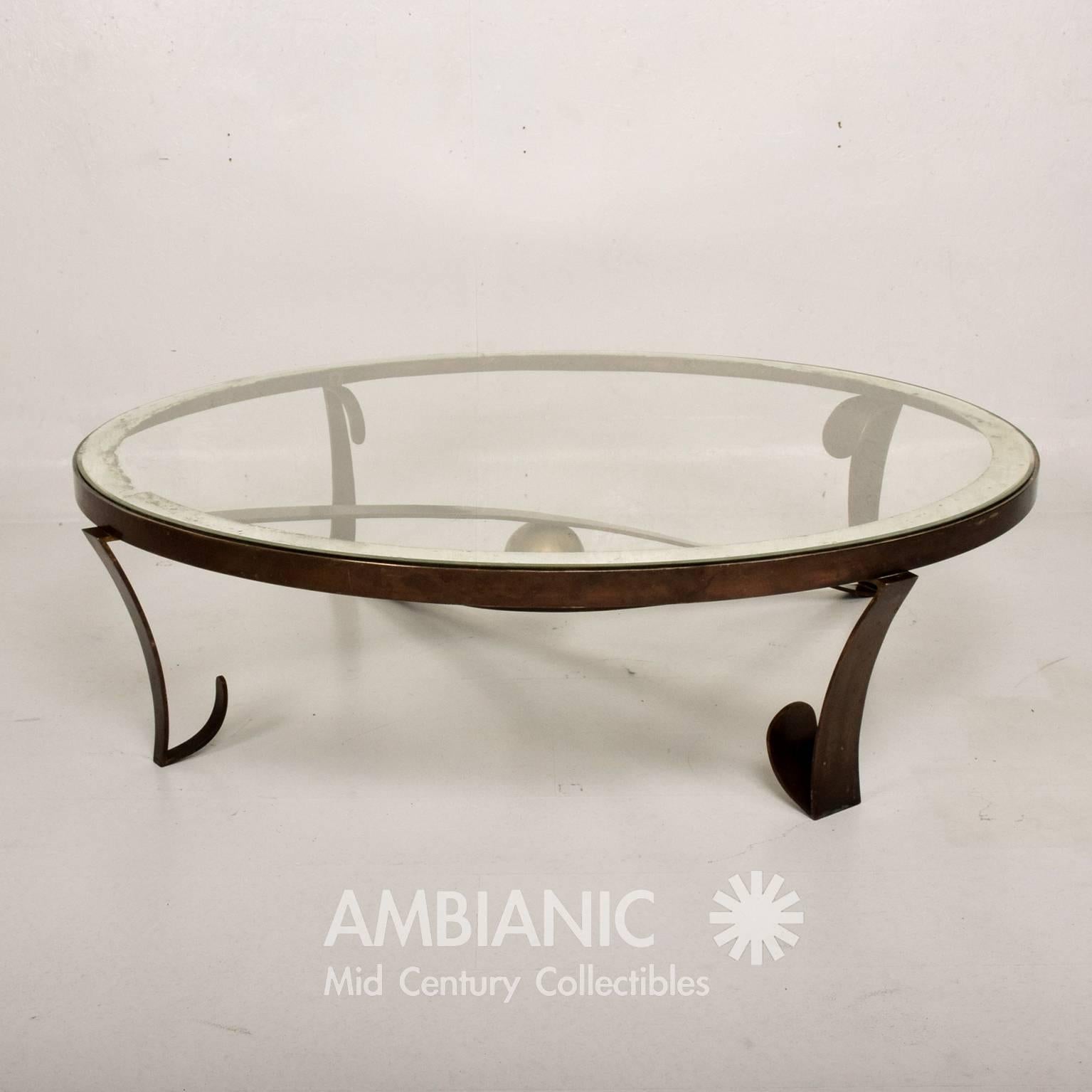 Mid-Century Modern Arturo Pani Round Cocktail Table  Patinated Bronze