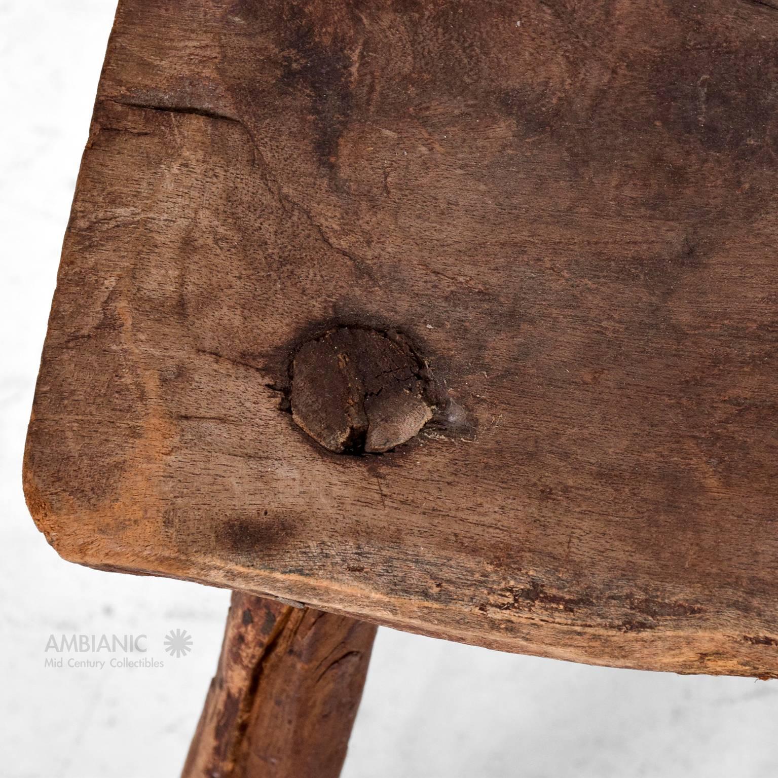 Antique Decorative Wood Tripod Stool 1