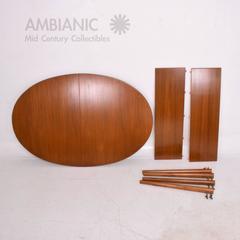 Danish Modern Teak Dining Table Oval Shape with Extensions