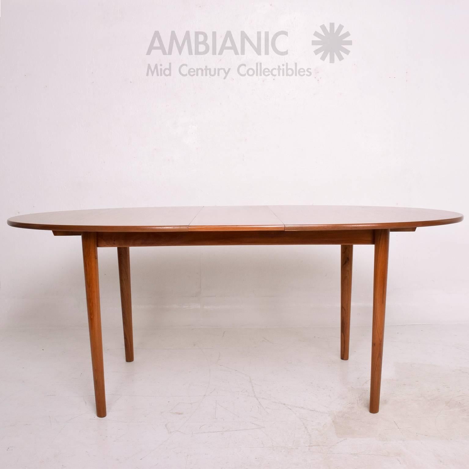 Mid-20th Century Danish Modern Teak Dining Table Oval Shape with Extensions