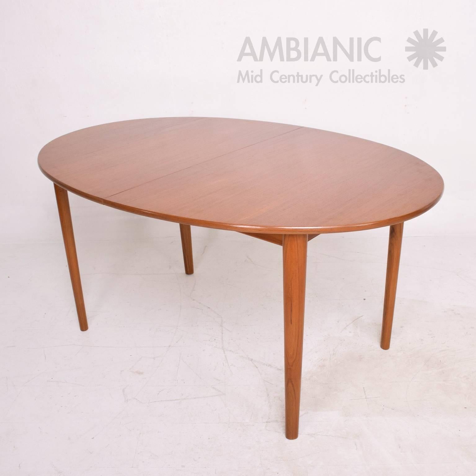 Danish Modern Teak Dining Table Oval Shape with Extensions 1