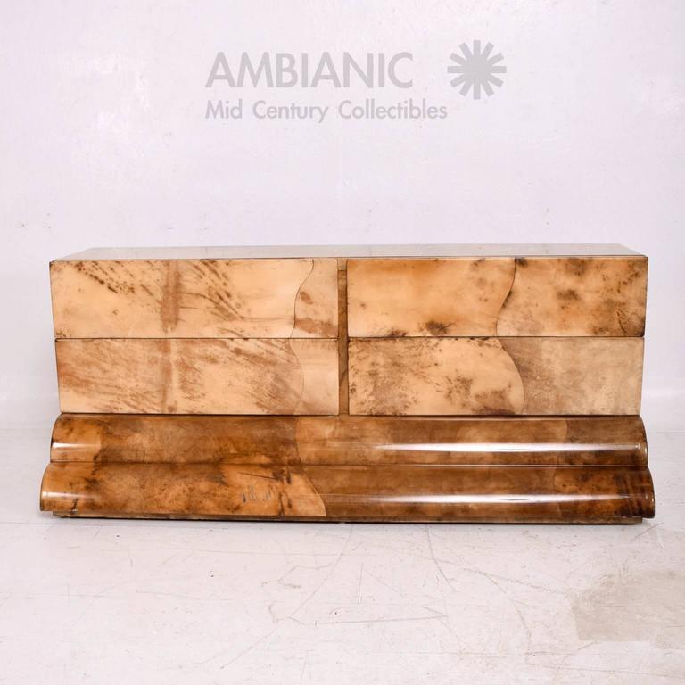 Goatskin Parchment Dresser, Credenza MidCentury Period after Aldo Tura