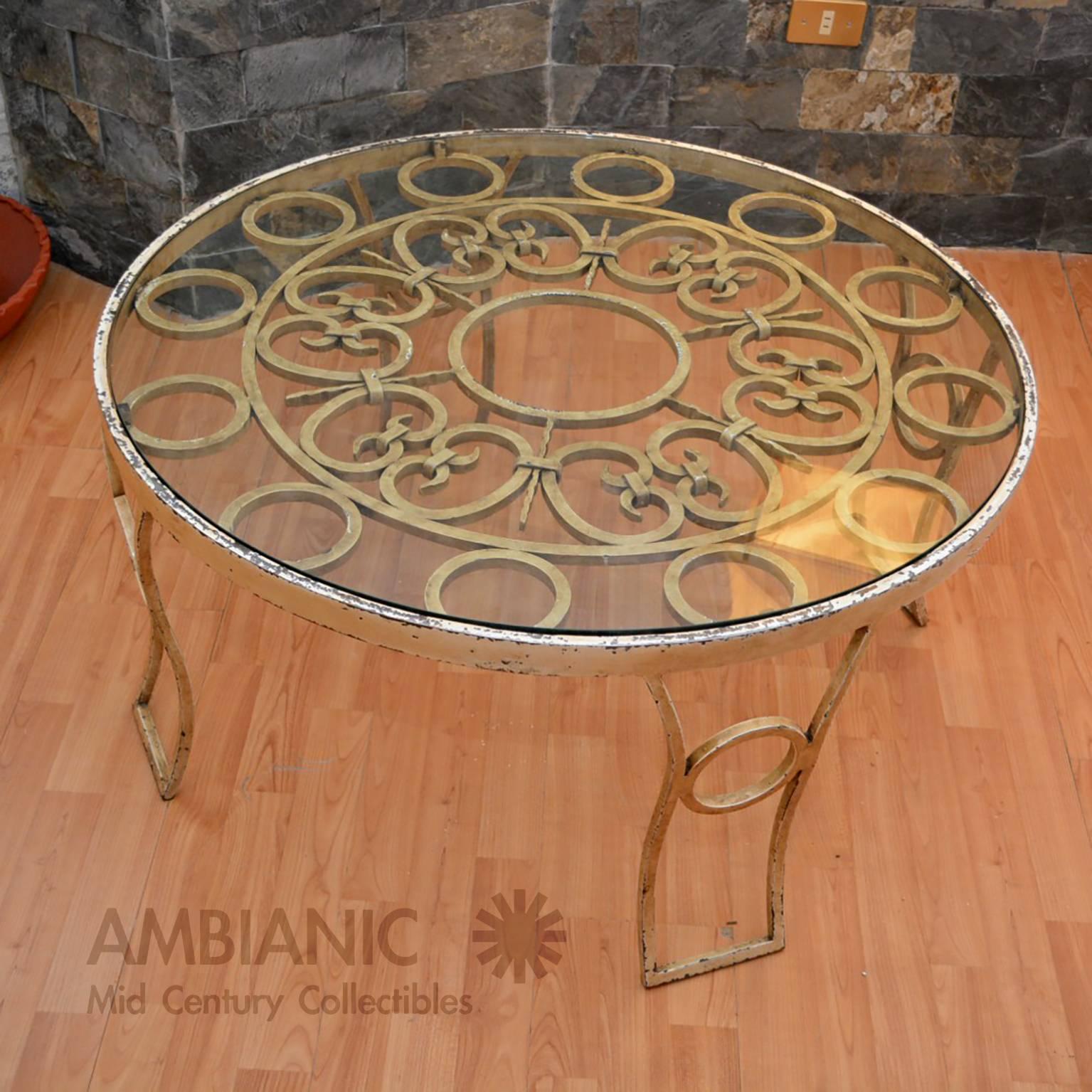 Mid-Century Modern Mid Century Mexican Modernist Talleres Chacón Round Coffee Table, Forged Iron