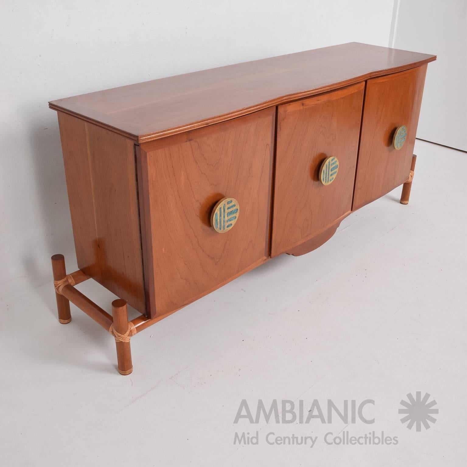 Mid-Century Modern Mexican Modernist Credenza with Pepe Mendoza Pulls, Frank Kyle