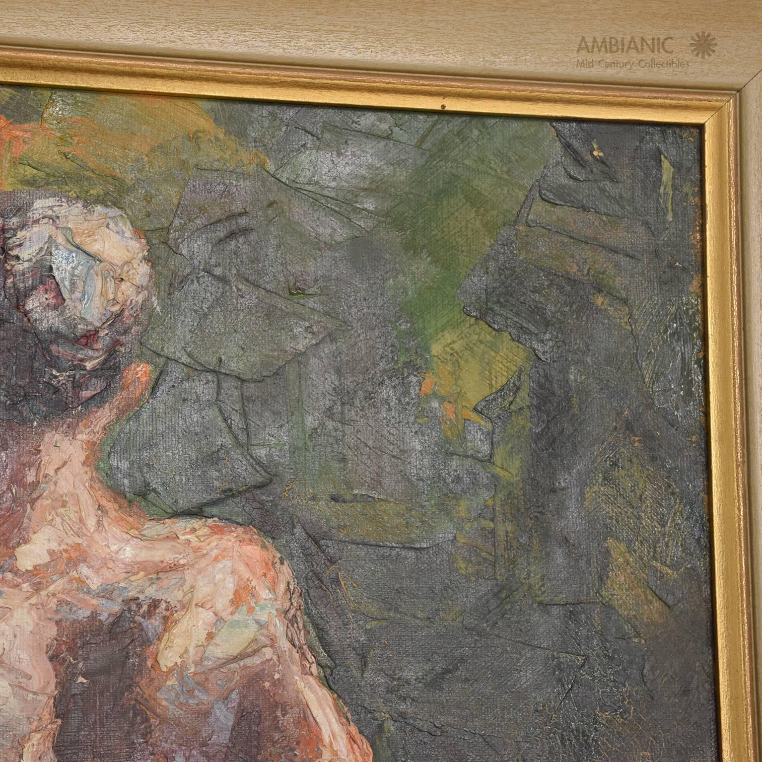 Oil in Canvas Mid-Century Period Painting Agnes Magruder Mougouch Fielding In Good Condition In Chula Vista, CA