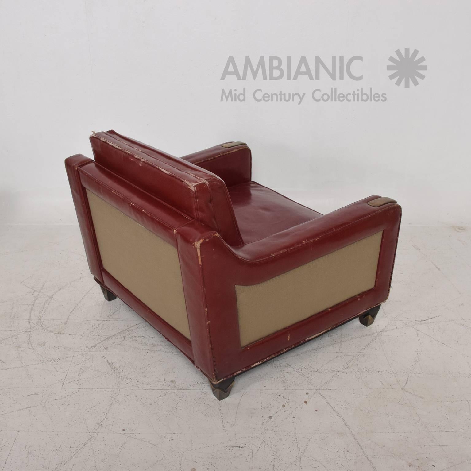 Mexican Modernist Club Chair and Ottoman, Arturo Pani Attributed 1