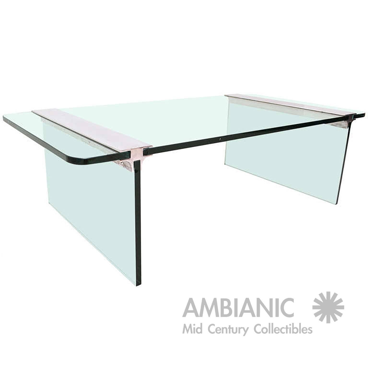 American Pace Coffee Table, Glass and Aluminum