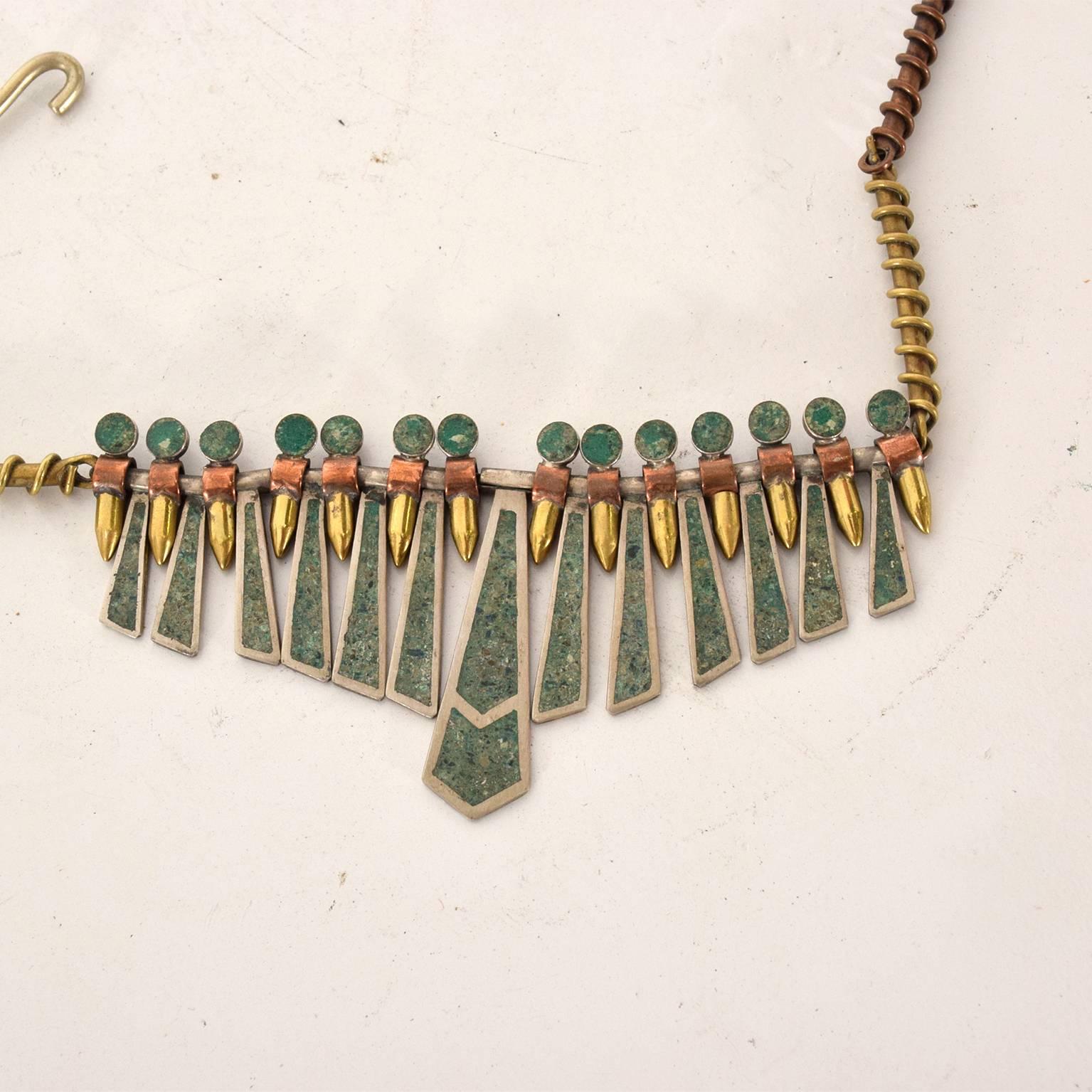 Brass Midcentury Mexican Modernist Reversible Necklace