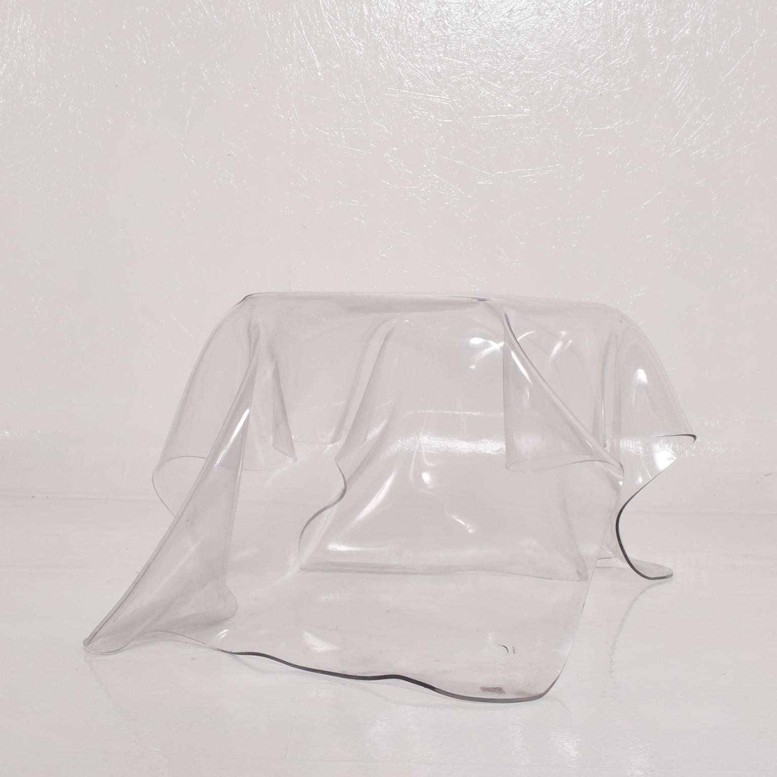 Chair Art by Valentina Gonzalez Wohlers: Draped Ghost Stool in Lucite In Good Condition In Chula Vista, CA