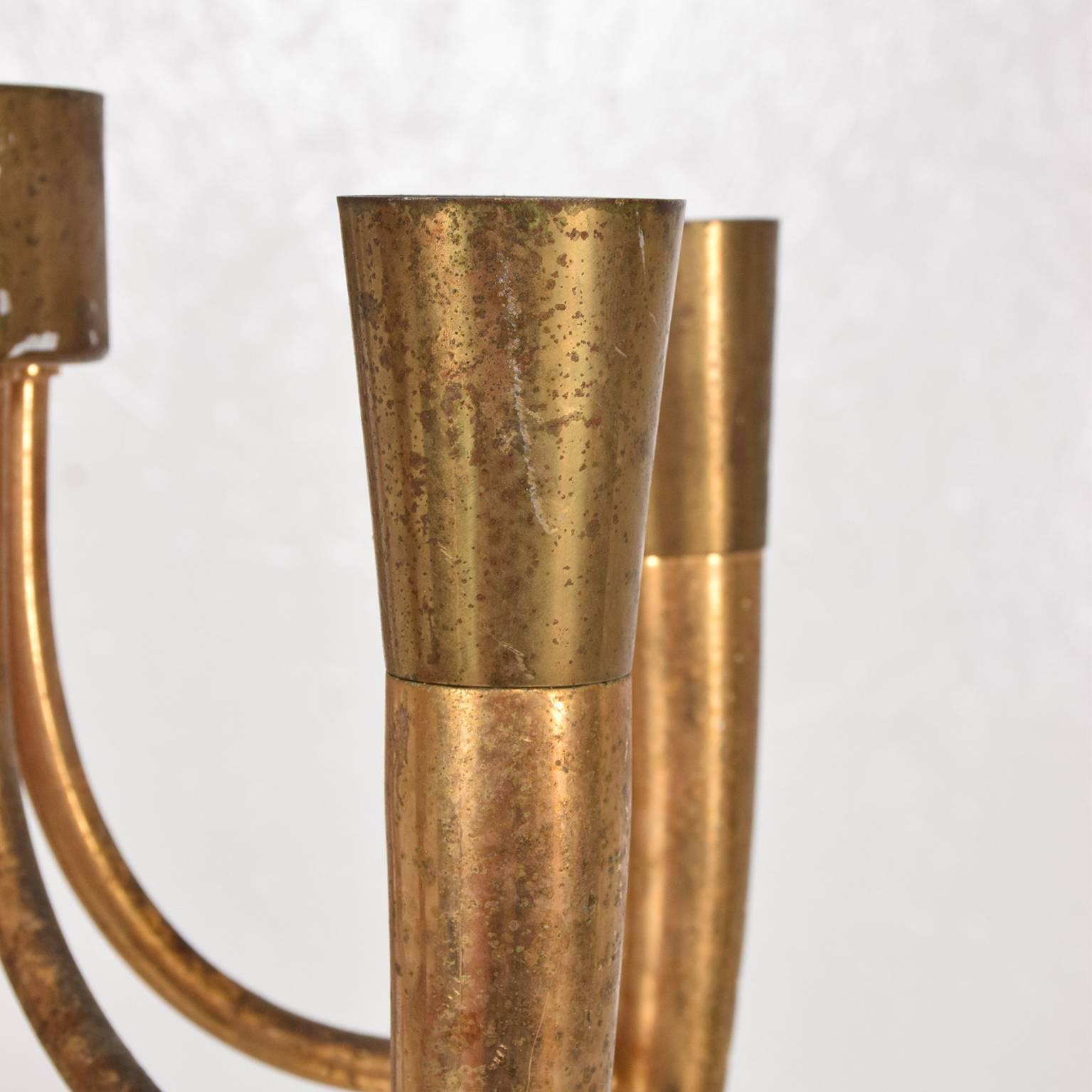 Brass Mid Century Modern Italian Chandelier by Guglielmo Ulrich