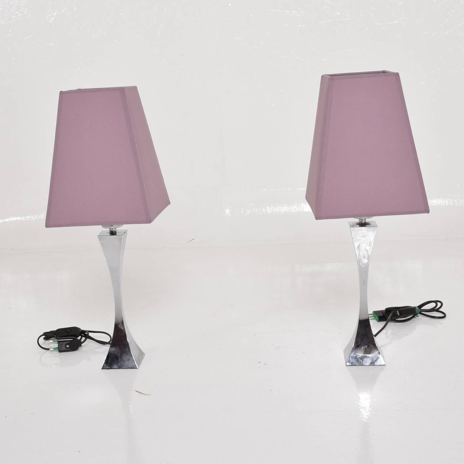 Mid-Century Modern Pair of Italian Chrome Table Lamps by Tonello & Montagna Grillo, Midcentury Era