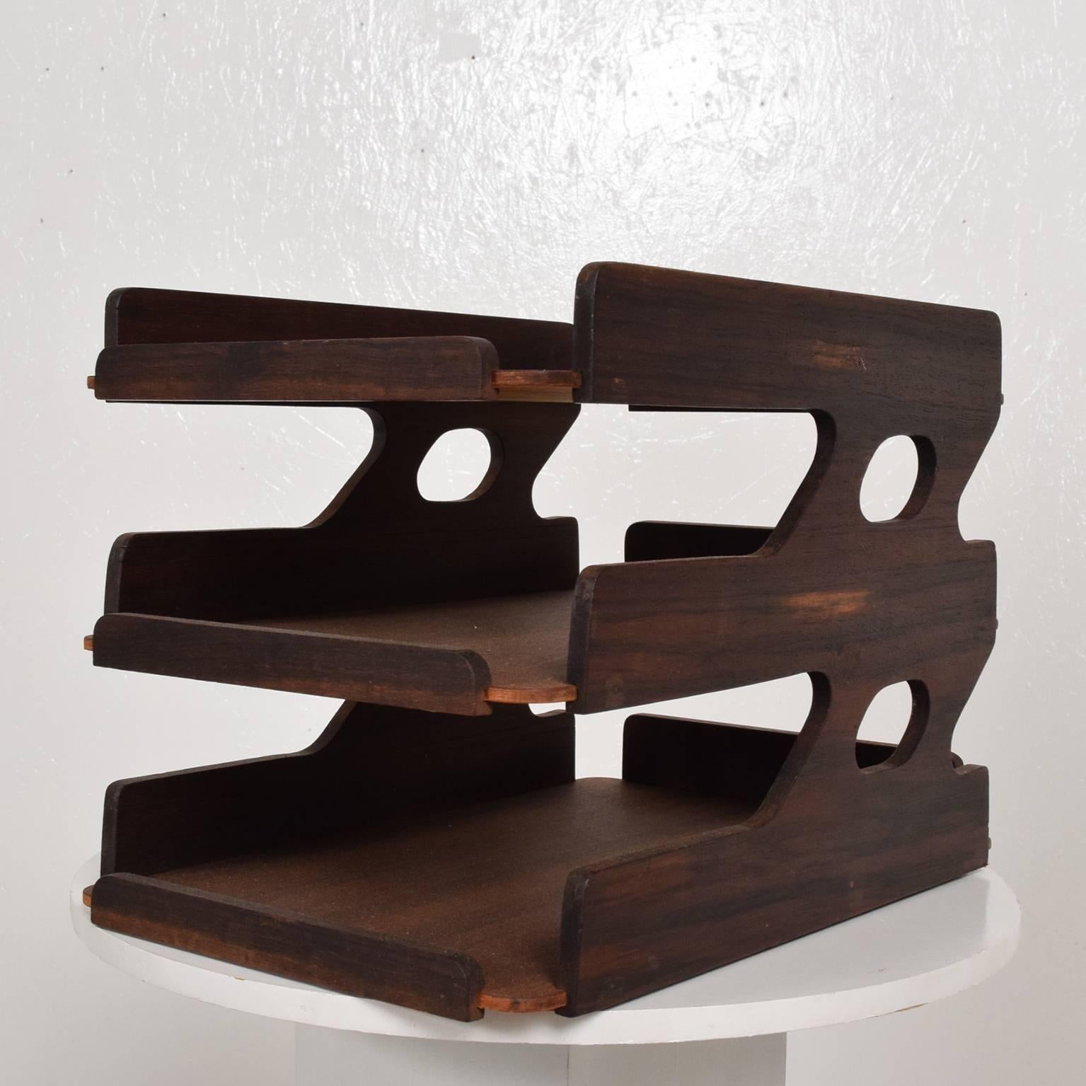 Miid-Century Modern Rosewood Office Tray Desk Accessory 1