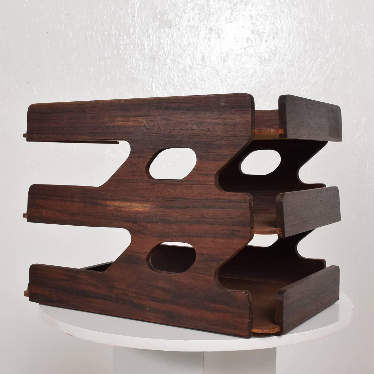 Miid-Century Modern Rosewood Office Tray Desk Accessory In Good Condition In Chula Vista, CA