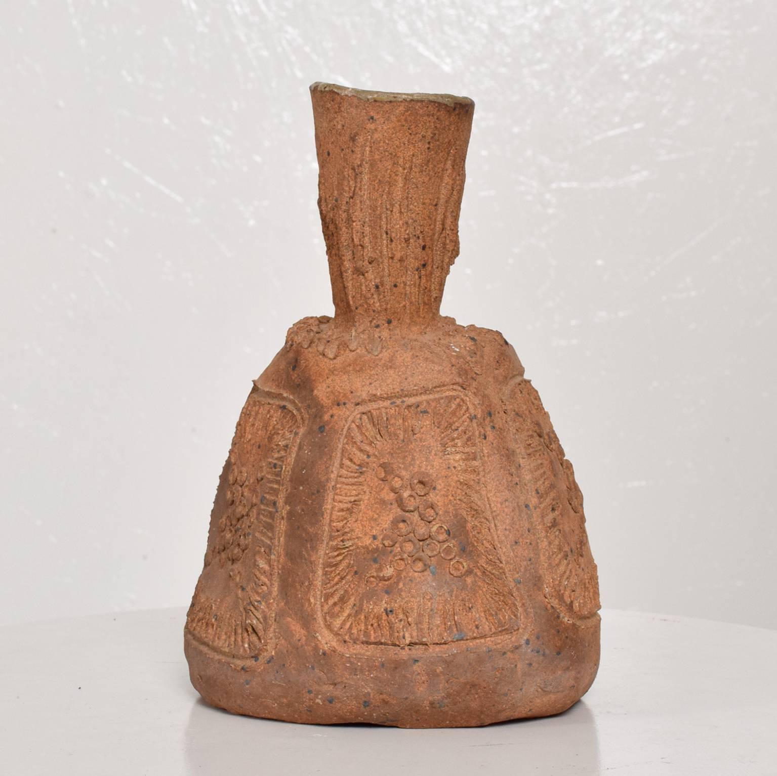 Mid-Century Modern Pottery Ceramic Vase Signed Set Spoon 1