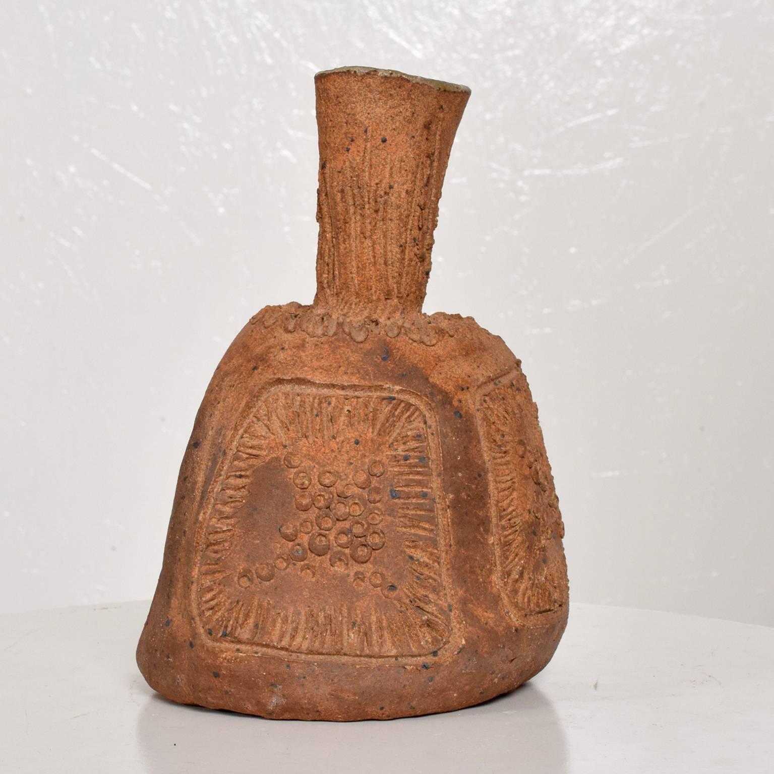 Mid-20th Century Mid-Century Modern Pottery Ceramic Vase Signed Set Spoon