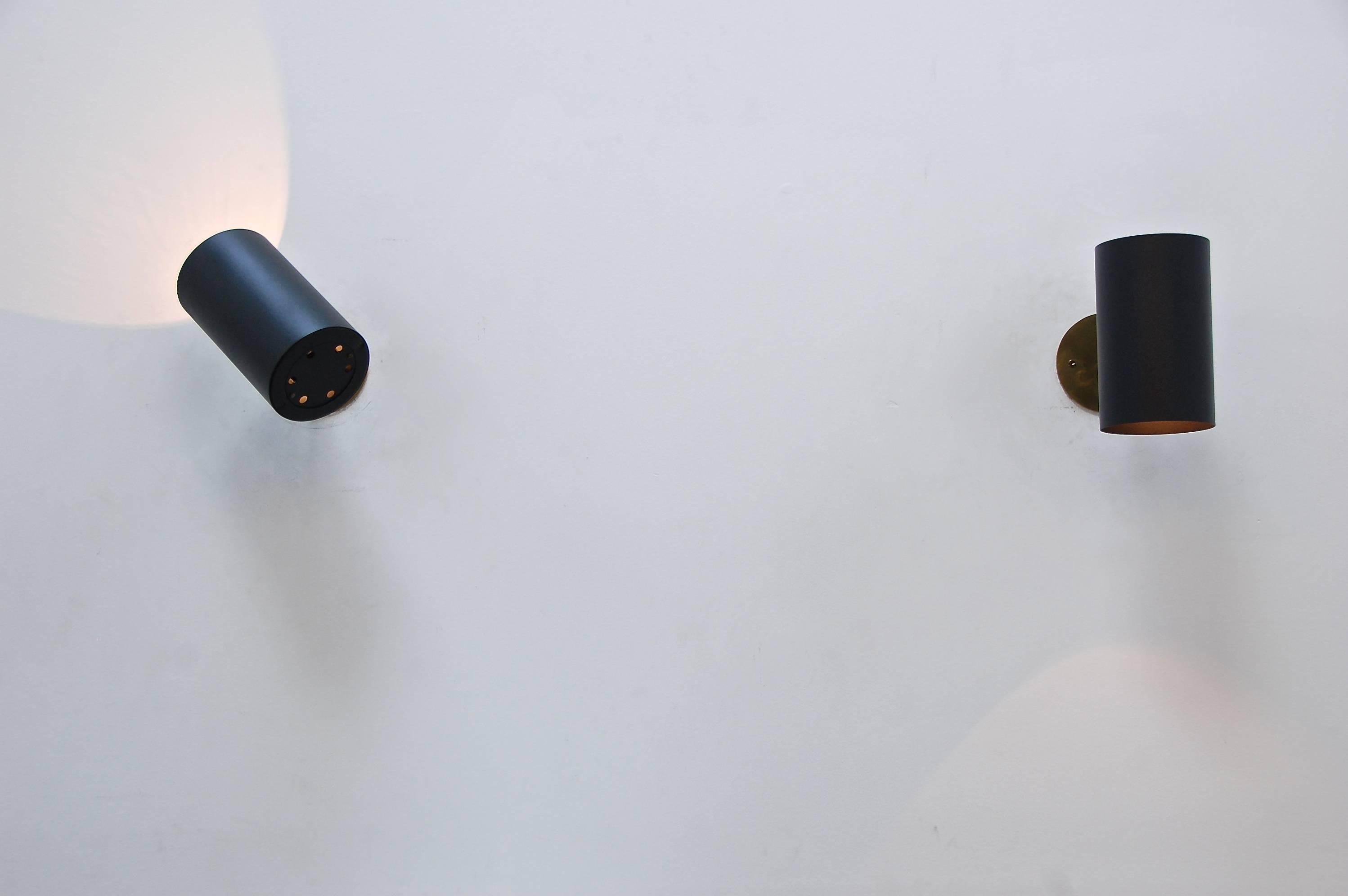 Painted Boris Lacroix Black Cylinder Sconces