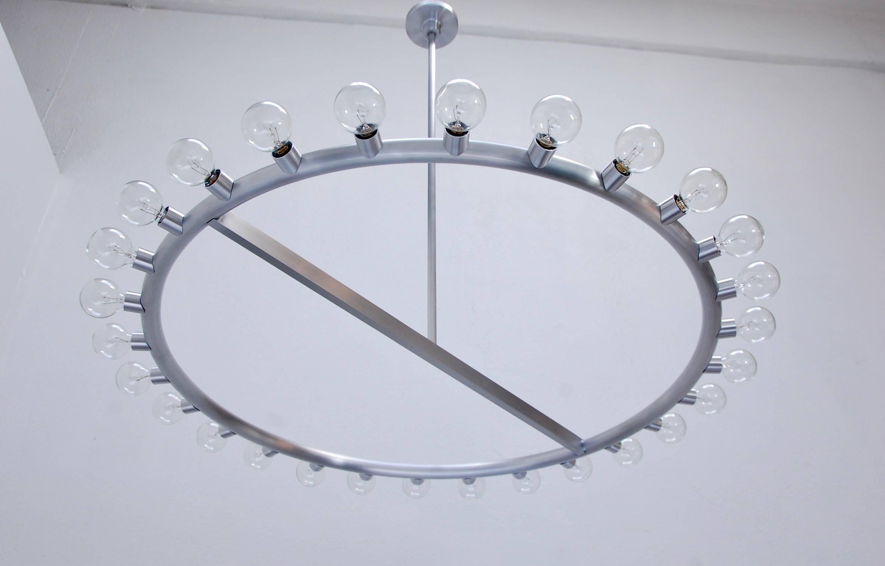 Satin Aluminum Circular Chandelier by Lumfardo Luminaires For Sale 2