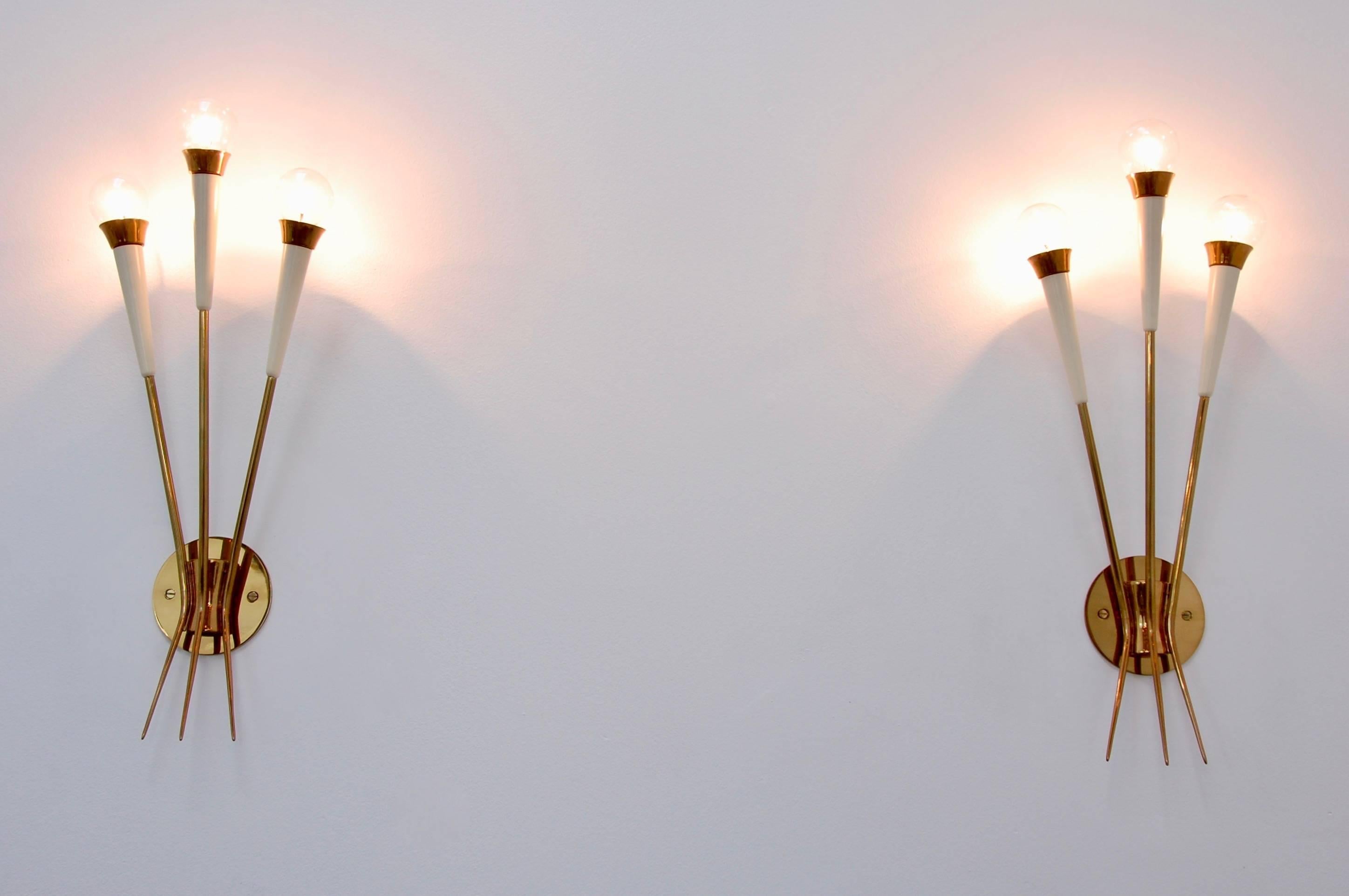 Three Large Italian Spike Sconces In Excellent Condition In Los Angeles, CA