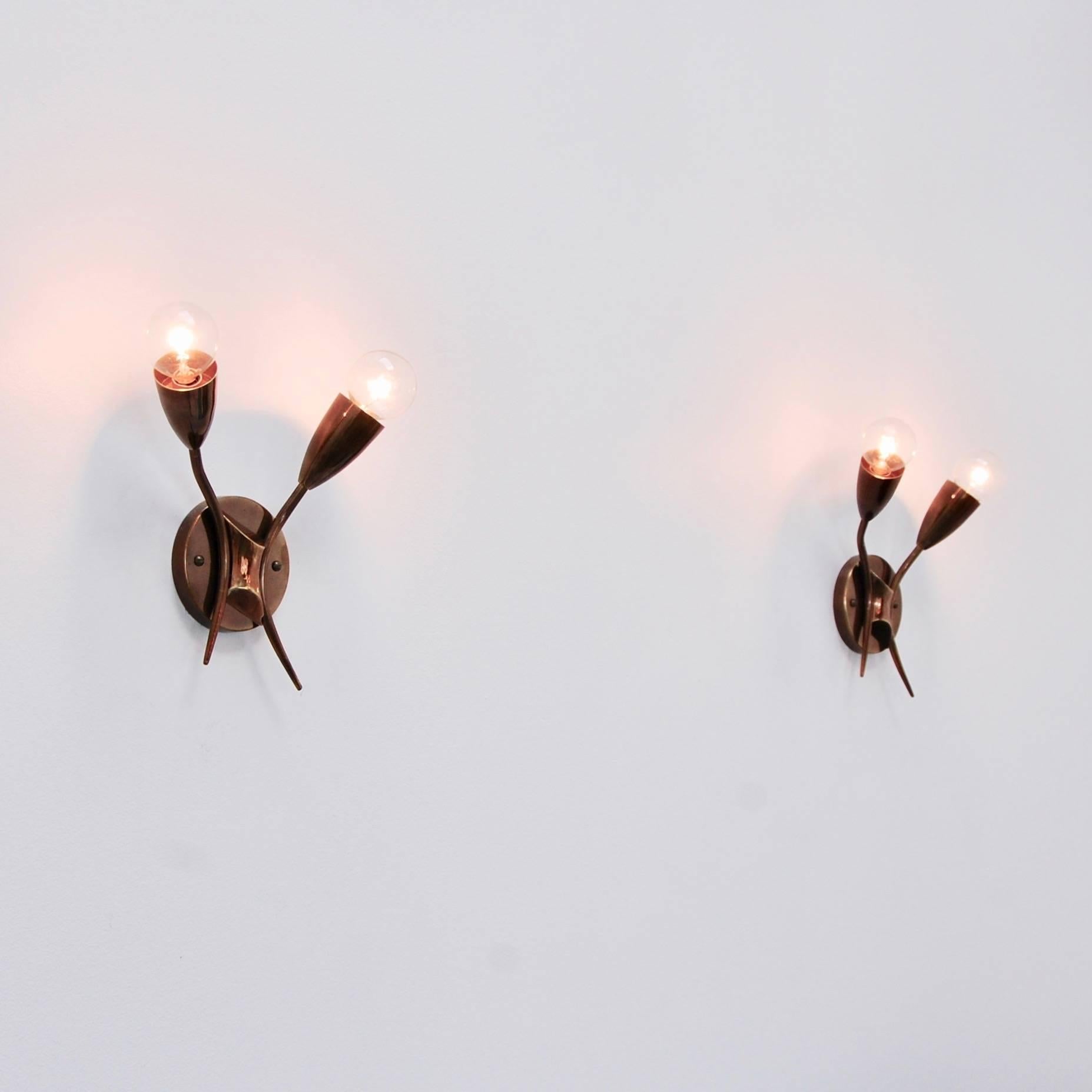 Mid-20th Century 1950s Brass X Sconces For Sale