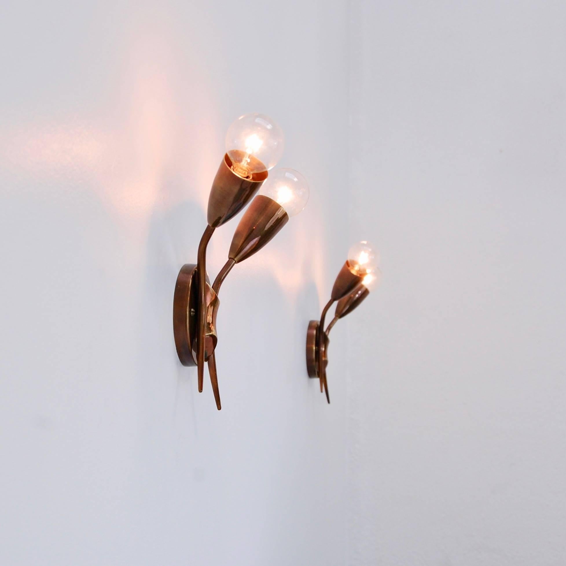 Italian 1950s Brass X Sconces For Sale