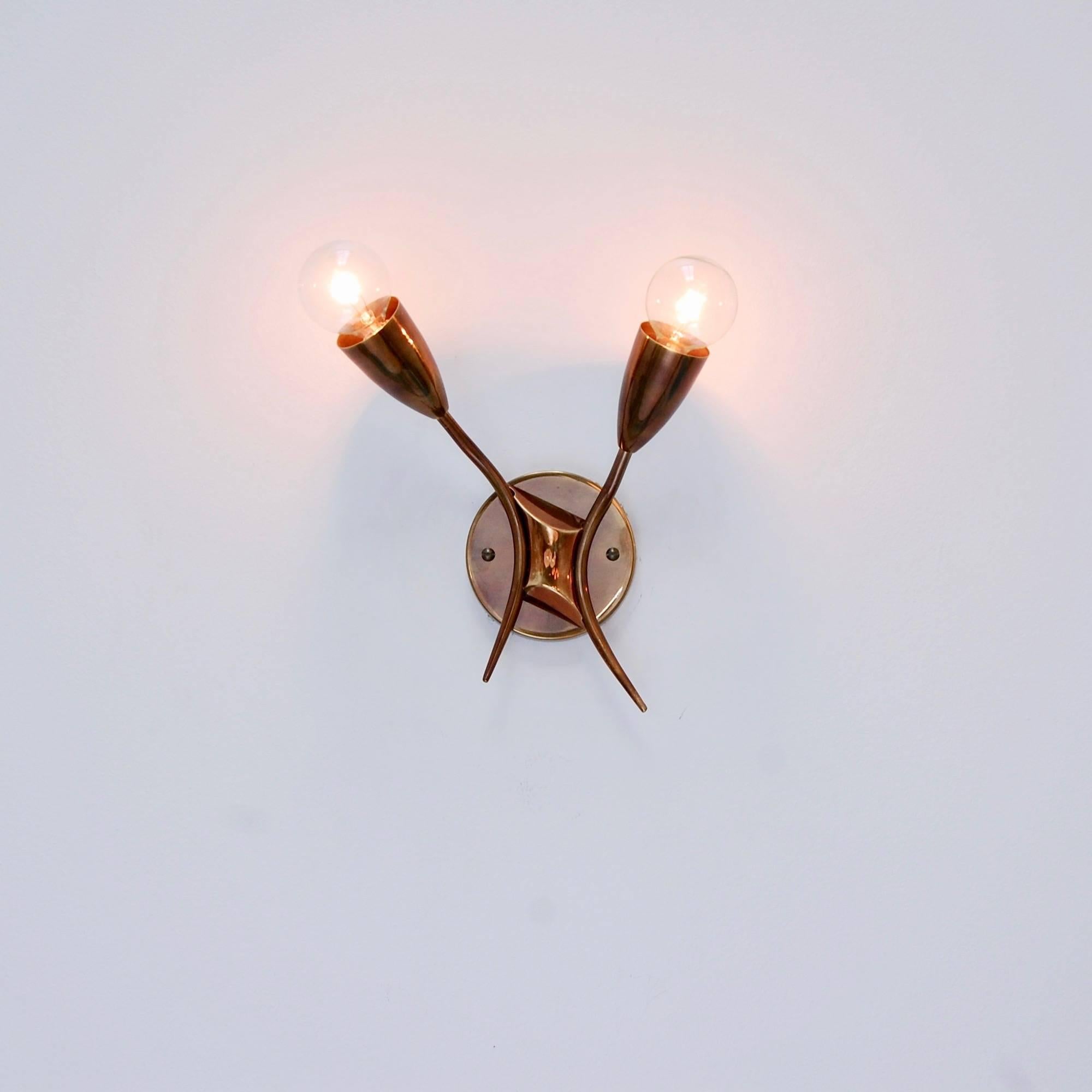 1950s Brass X Sconces For Sale 2