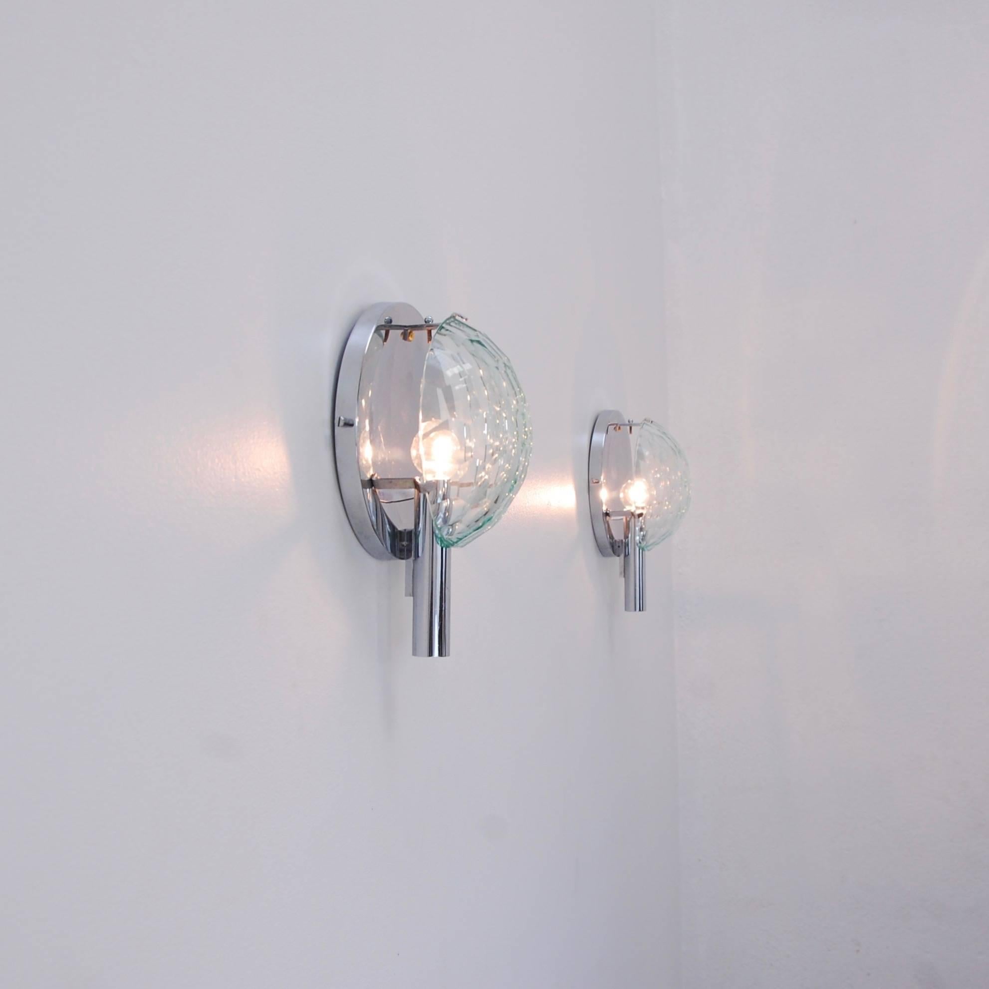 Italian Crystal Facetted Glass Sconces For Sale 3